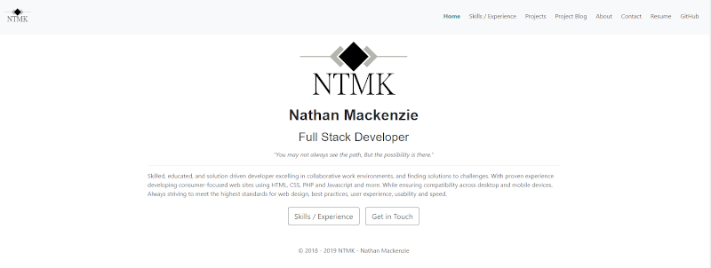 Snippet of ntmk.ca home page