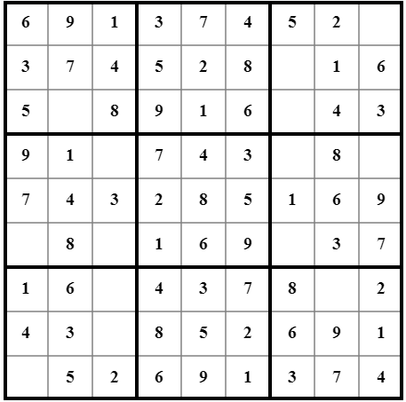 Incomplete Sudoku game